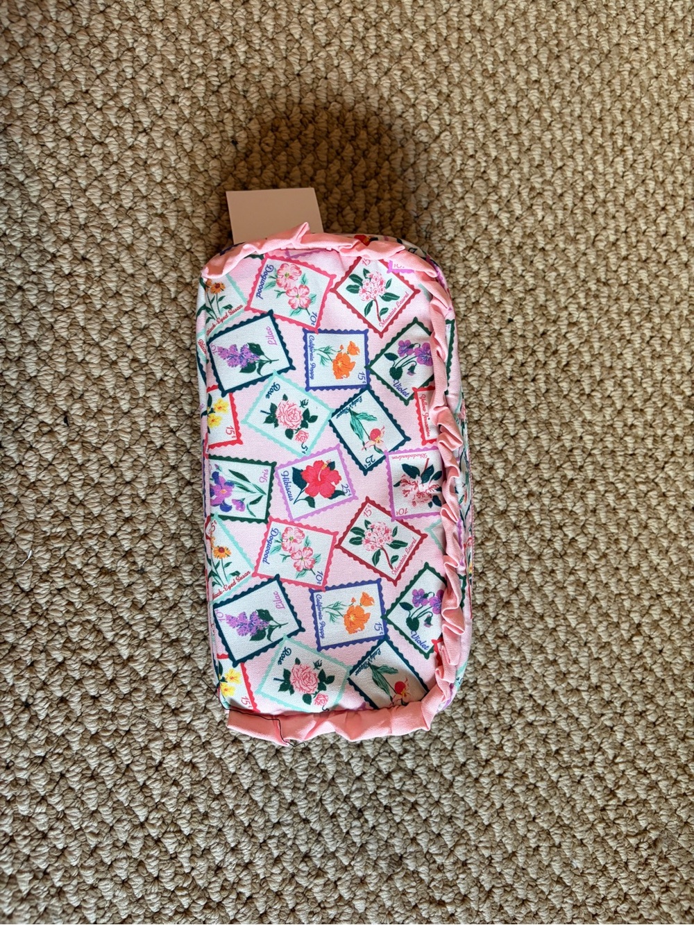 Pink Floral Ruffled Cosmetic Pouch - Picture 2 of 2